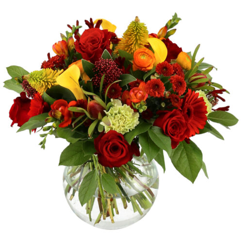 Med en varm hilsen, farver blomster livets scene.