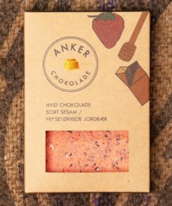 Hvide Chokoladeplade - Jordbær/Sesam