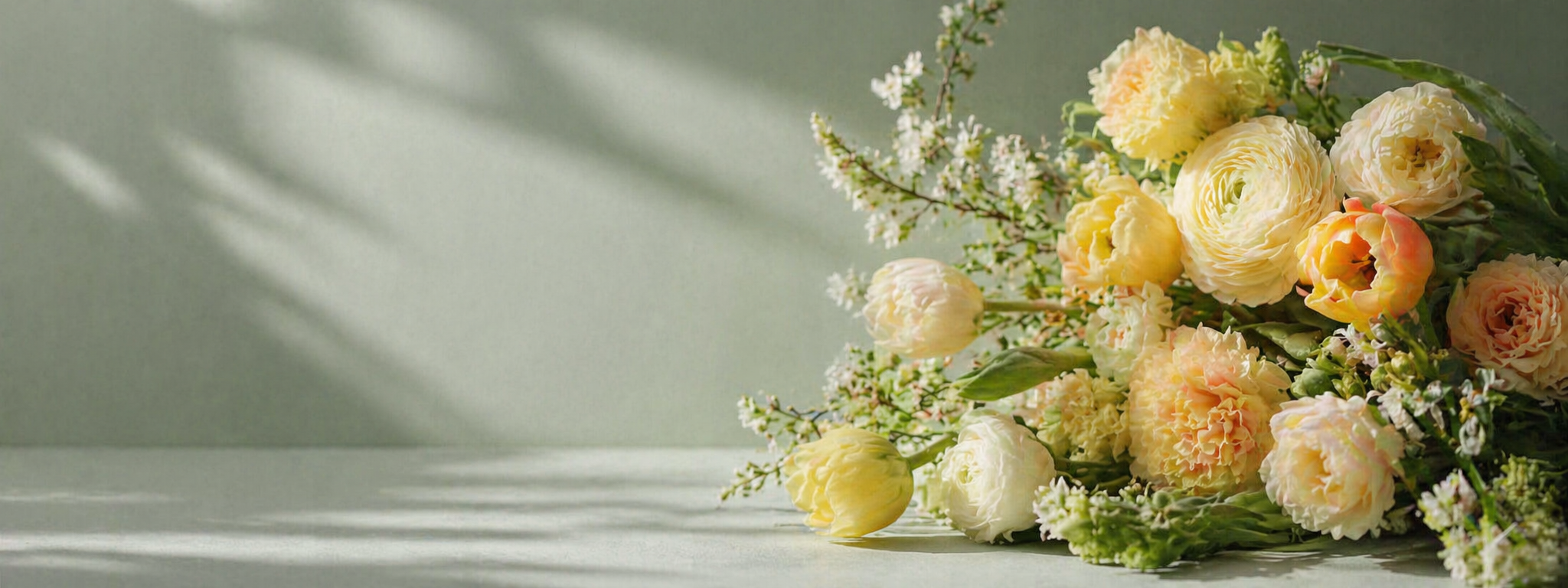 Mors dag blomster i gule og creme nuancer på grøn baggrund til søndag den 10. maj 2026