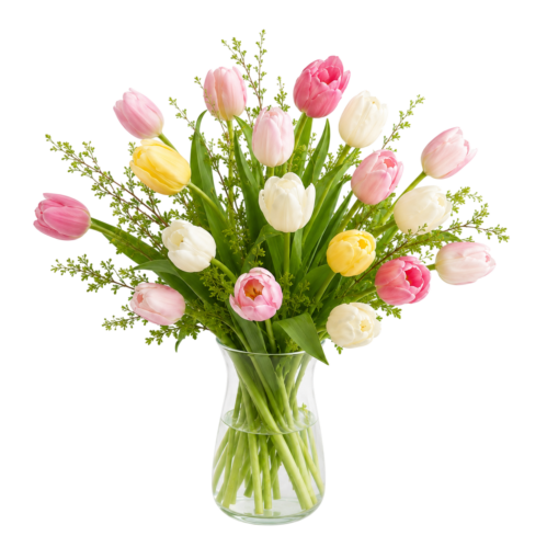 Allergivenlig tulipanbuket Original med friske farverige tulipaner