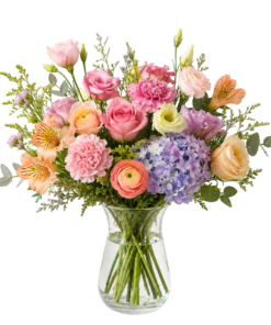 Mixbuket med allergivenlige blomster Original i farverige harmoniske nuancer